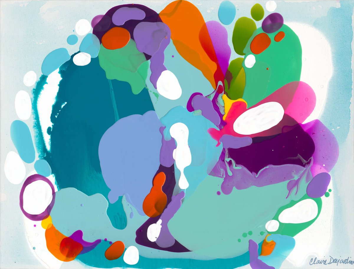 Abstract Acrylic Painting By Claire Desjardins, 40 X 30, Fresh Fruit 02, Original Artwork