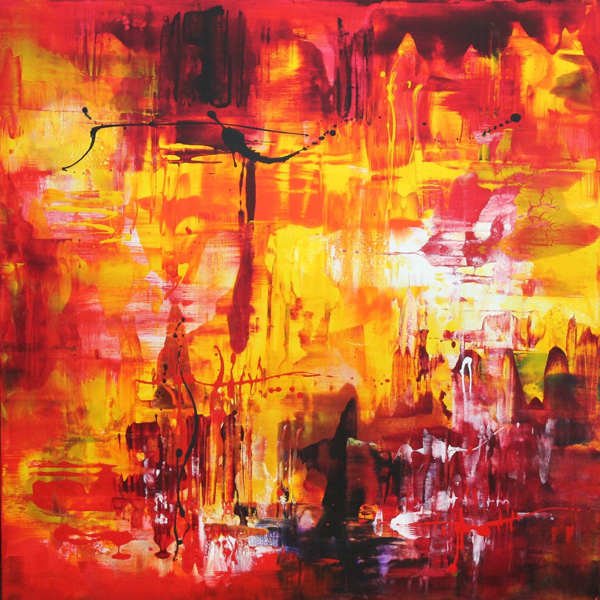 Abstract Acrylic Painting By Paresh Nrshinga Frsa, 36 X 36", Life Journey Ii, Original Artwork