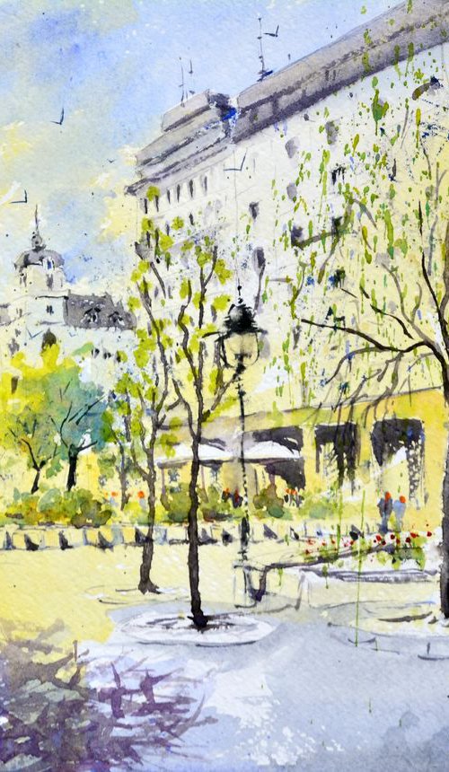 Remembering of old Republic Square in Belgrade by Nenad Kojić watercolorist