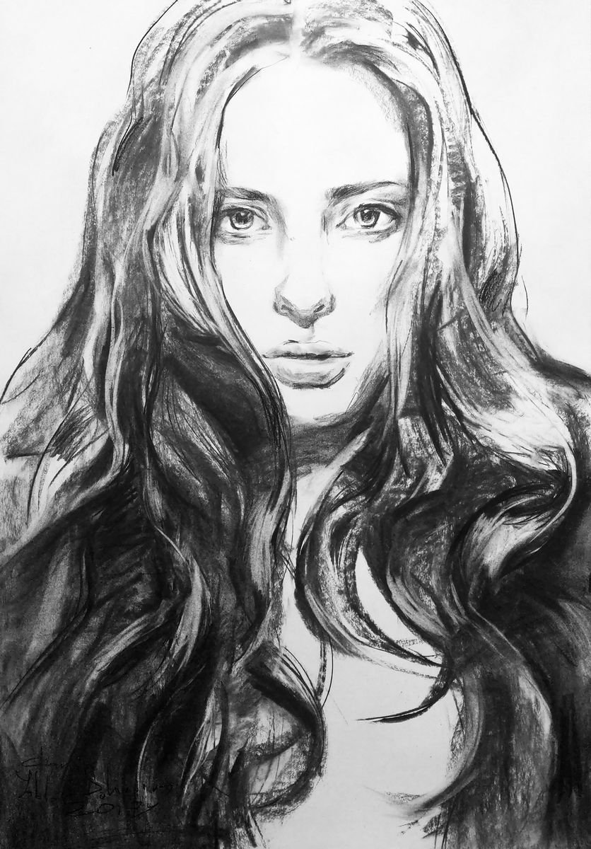 Big size drawing - Hello, my beautiful girl #2 by Daria Yablon-Soloviova