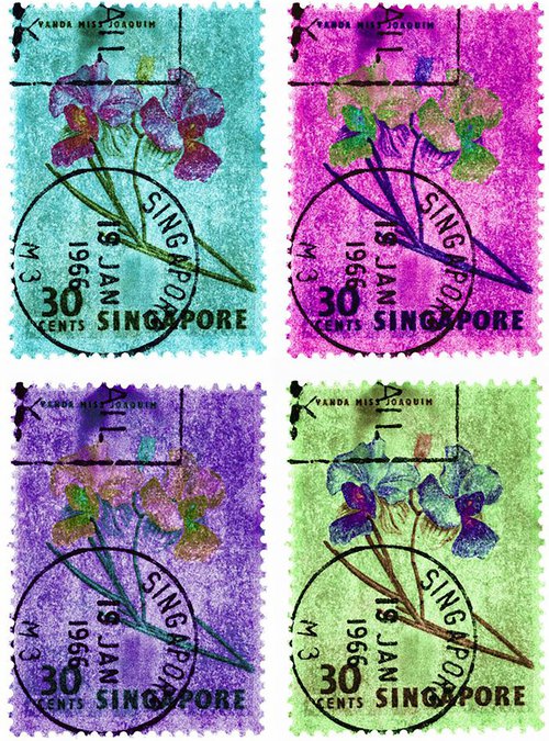 Singapore Stamp Collection '30 Cents Singapore Orchid (Multi-Colour Mosaic) III' by Richard Heeps
