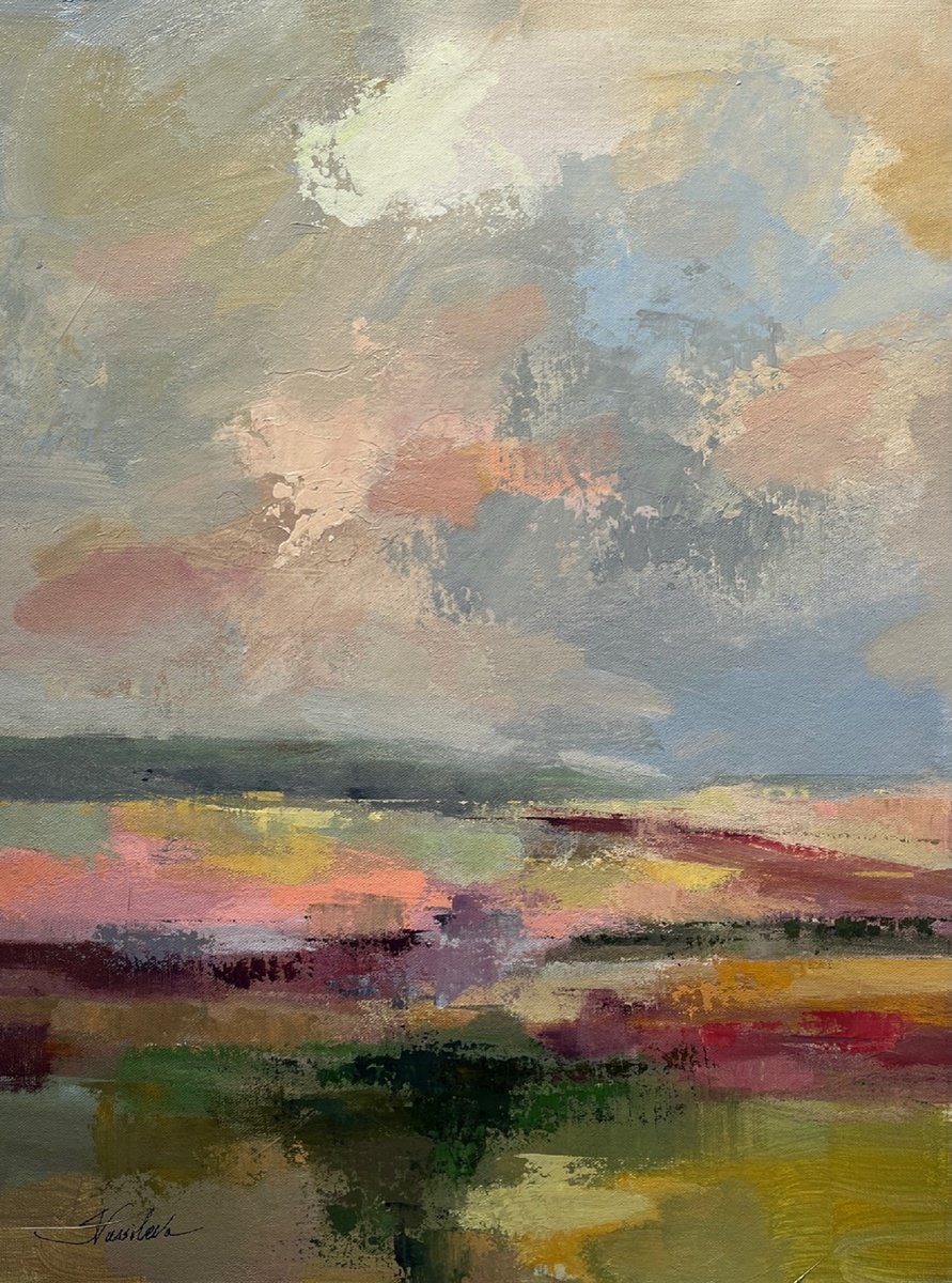 Impressionistic Landscape Acrylic Painting By Silvia Vassileva, 18 X 24", Spring Light I, Original Artwork