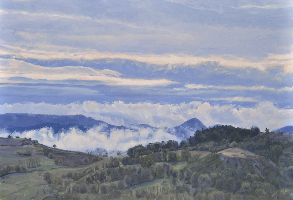 Roches De Mariol In The Mist, Morning Light By Anne Baudequin, 51 X 35, Artwork For Sale On Artfinder