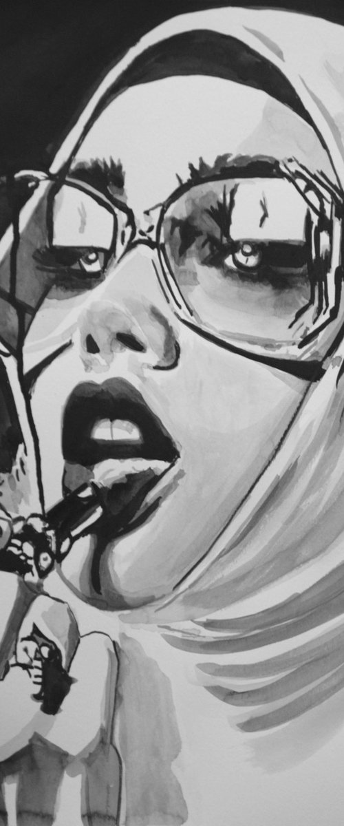 Woman with sunglasses / 42 x 29.7 cm by Alexandra Djokic
