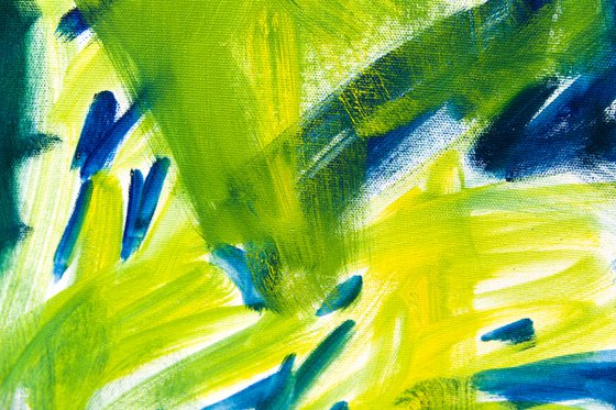 Abstract tall grasses in green and blue - READY TO HANG