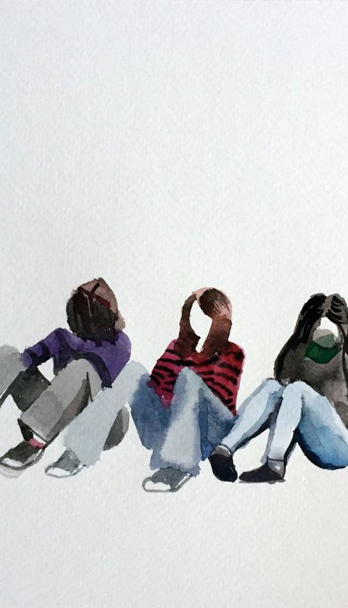 Sitting girls by Szabrina Maharita