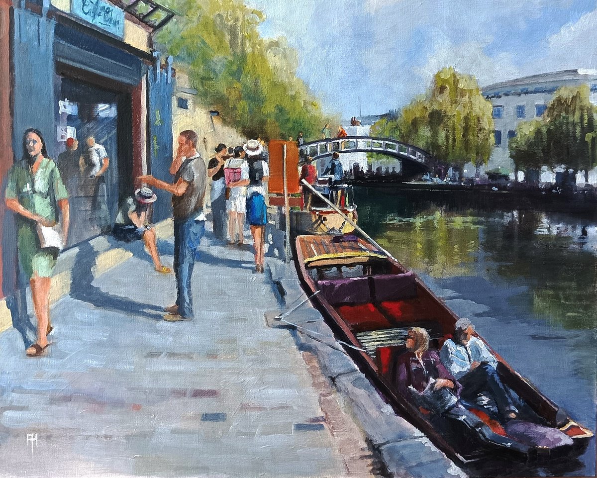 Impressionistic Cityscapes Acrylic Painting By Alan Harris, 20 X 16, Hurry Or You