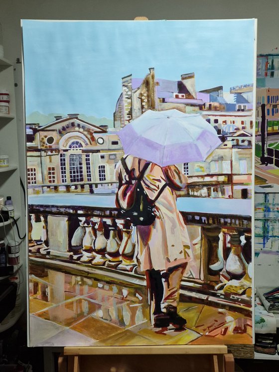 The man with umbrella / 100 x 70 cm