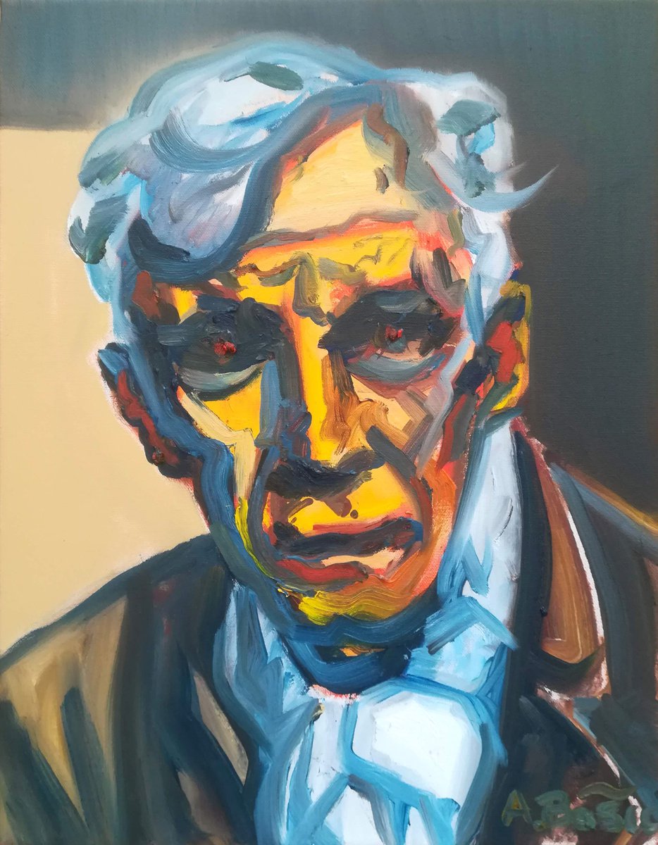 Expressive Portrait Oil Painting By Aleksandar Basic, 14 X 18, Georges Braque, Original Artwork