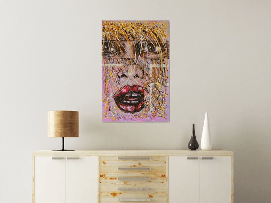 Painting Head - Large Original New Contemporary Art Painting on Canvas Ready to Hang