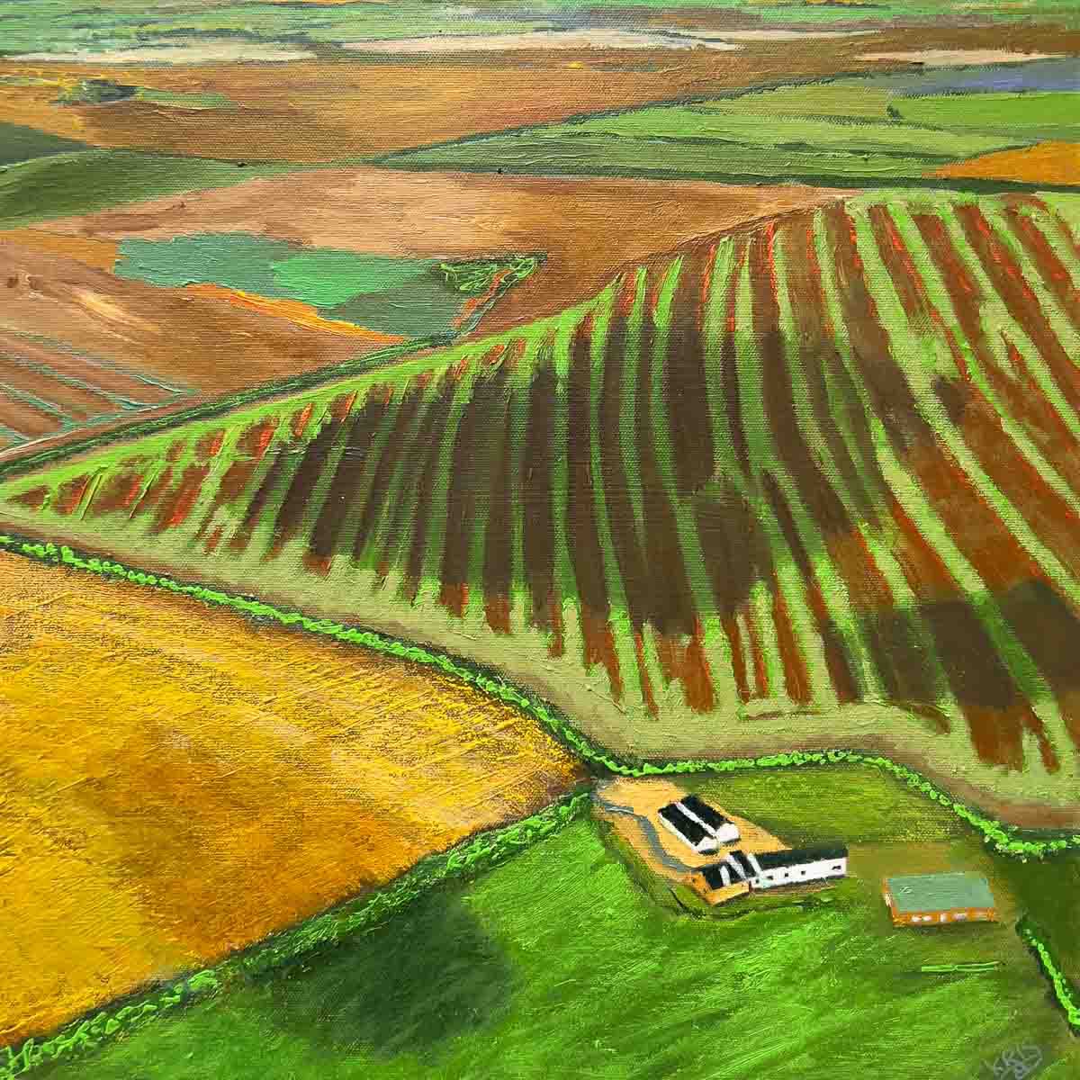 Impressionistic Landscape Acrylic Painting By Km Arts, 19 X 19", The Weight Of Shadows, Original Artwork