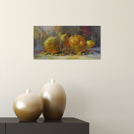 "Pears presentation"  Original art Original painting oil on canvas