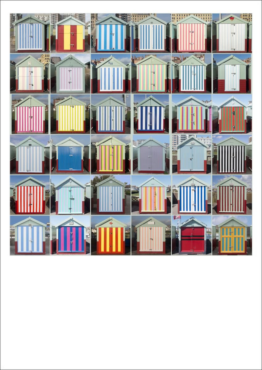 36 Striped Beach Huts, Hove, Sussex by Tony Bowall FRPS
