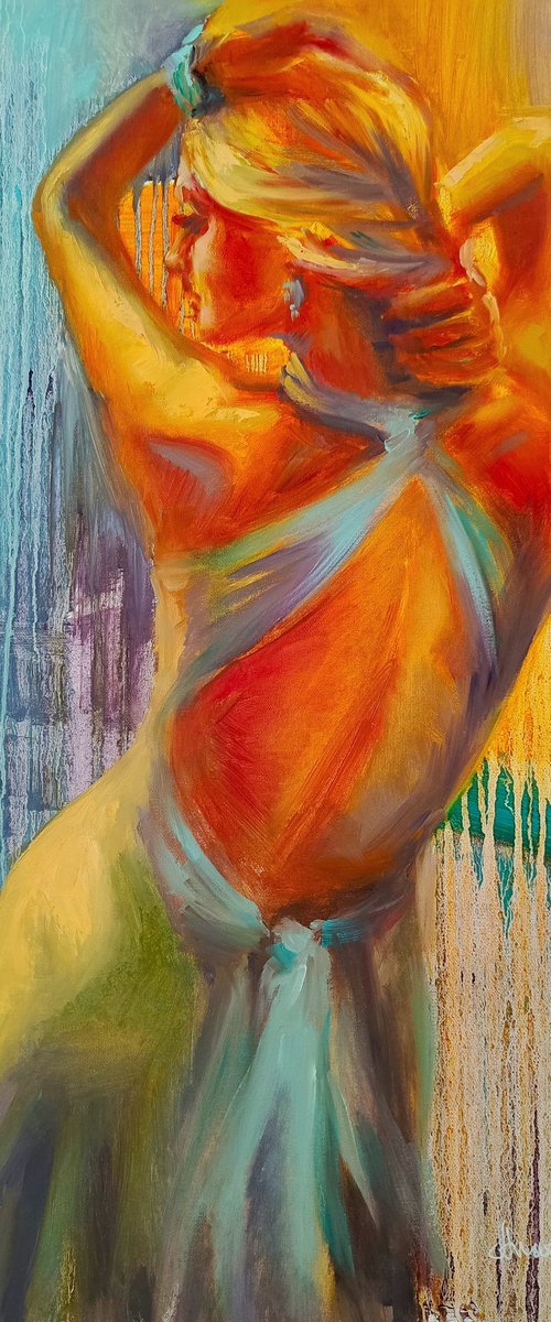 On fire Expressive woman art by Anastasia Art Line