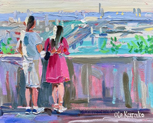 Lovers are enjoying the view of Kyiv by Ole Karako