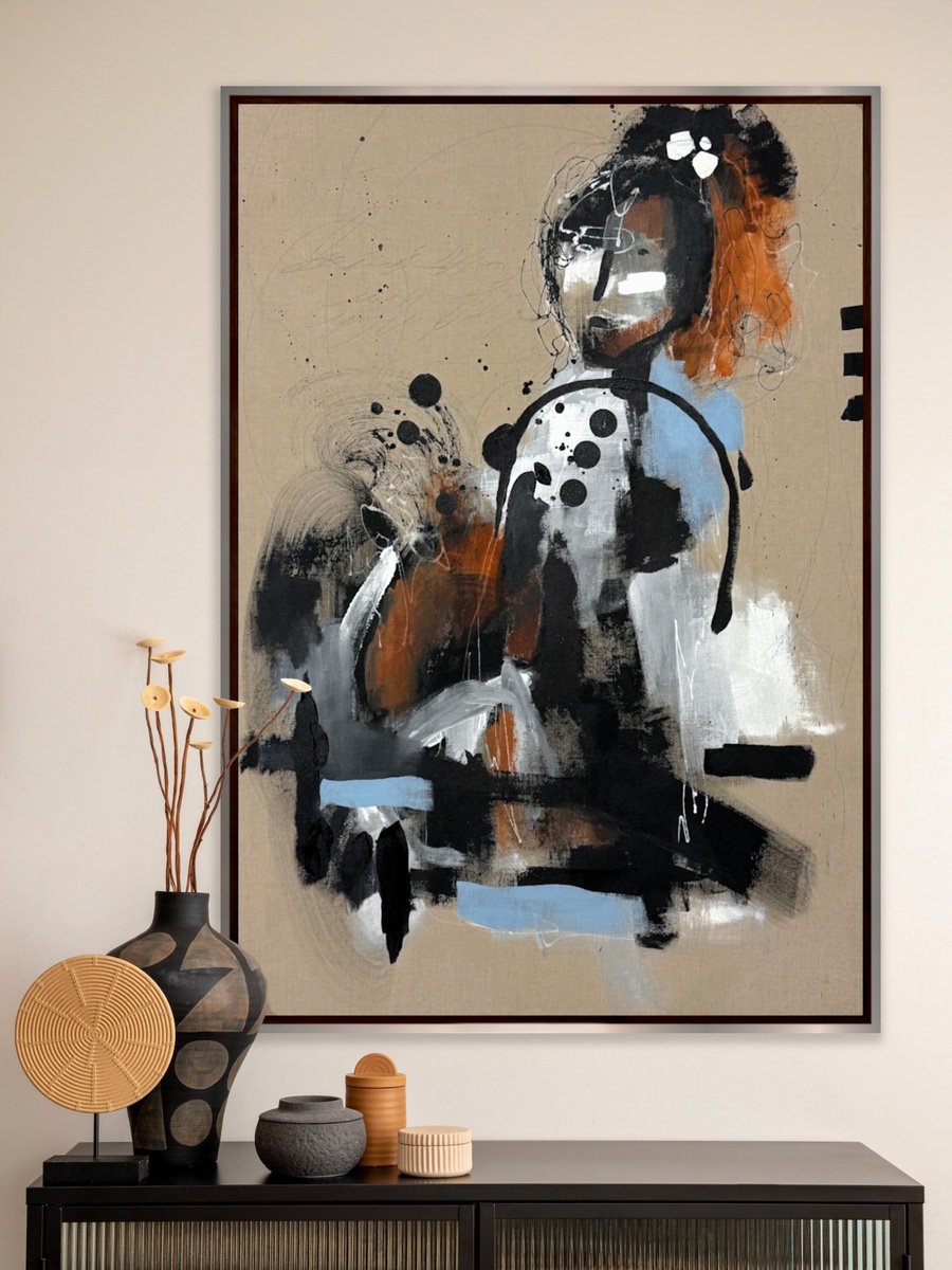 Expressive Portrait Acrylic Painting By Chantal Proulx, 28 X 40, J