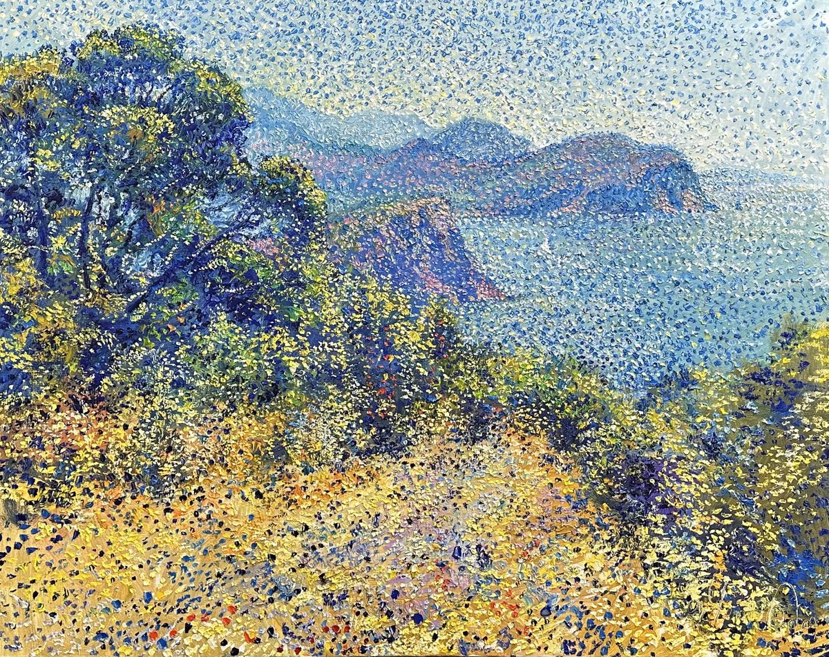 Impressionistic Landscape Oil Painting By Andrii Chebotaru, 47 X 37, - Hot Day - ?, Original Artwork