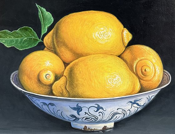Still life - lemons (40x30cm, oil painting, ready to hang)