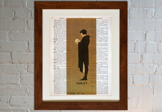 Hamlet - Collage Art Print on Large Real English Dictionary Vintage Book Page