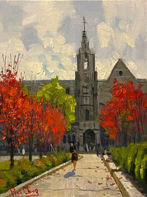 Harvard Campus in Fall by Paul Cheng
