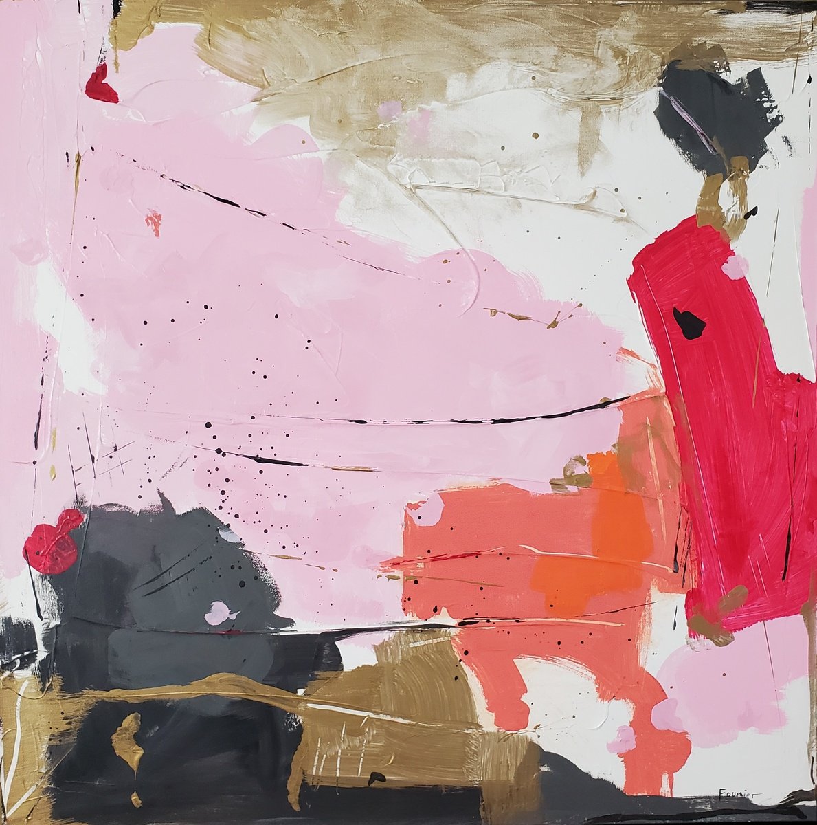 Abstract Acrylic Painting By Joyce Fournier, 30 X 30", Once Upon A Time, Original Artwork