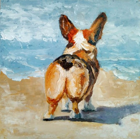 Corgi Painting Original Art Dog Artwork Corgi Butt Wall Art