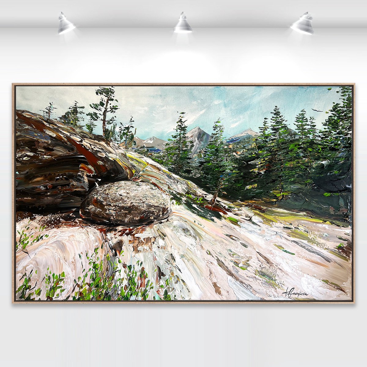 Organic Abstract Acrylic Painting By Tatiana Georgieva, 61 X 37", Sanctuary Of Light, Original Artwork