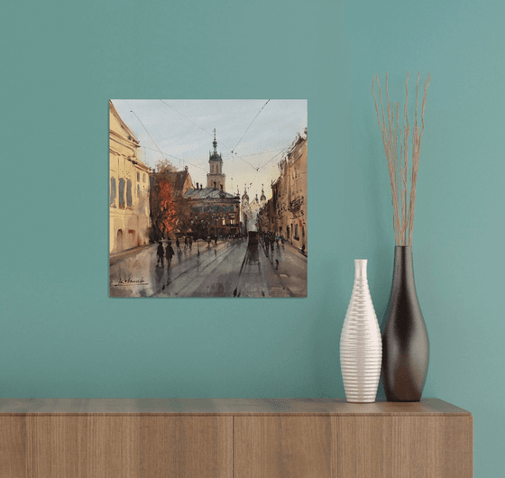 Romantic old city painting