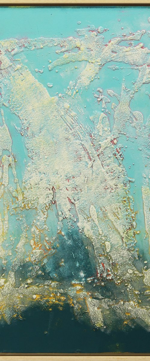 Abstract Painting - Blue Lagoon - Incl Floating Frame - 85x85cm -51J by Ronald Hunter
