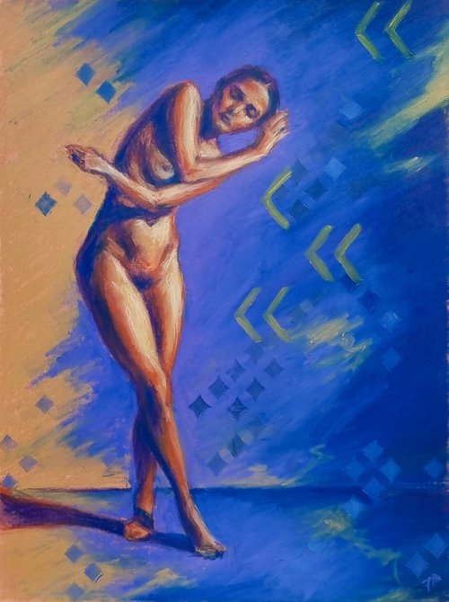 Nude study 0423-04 in oil pastel by Artmoods TP