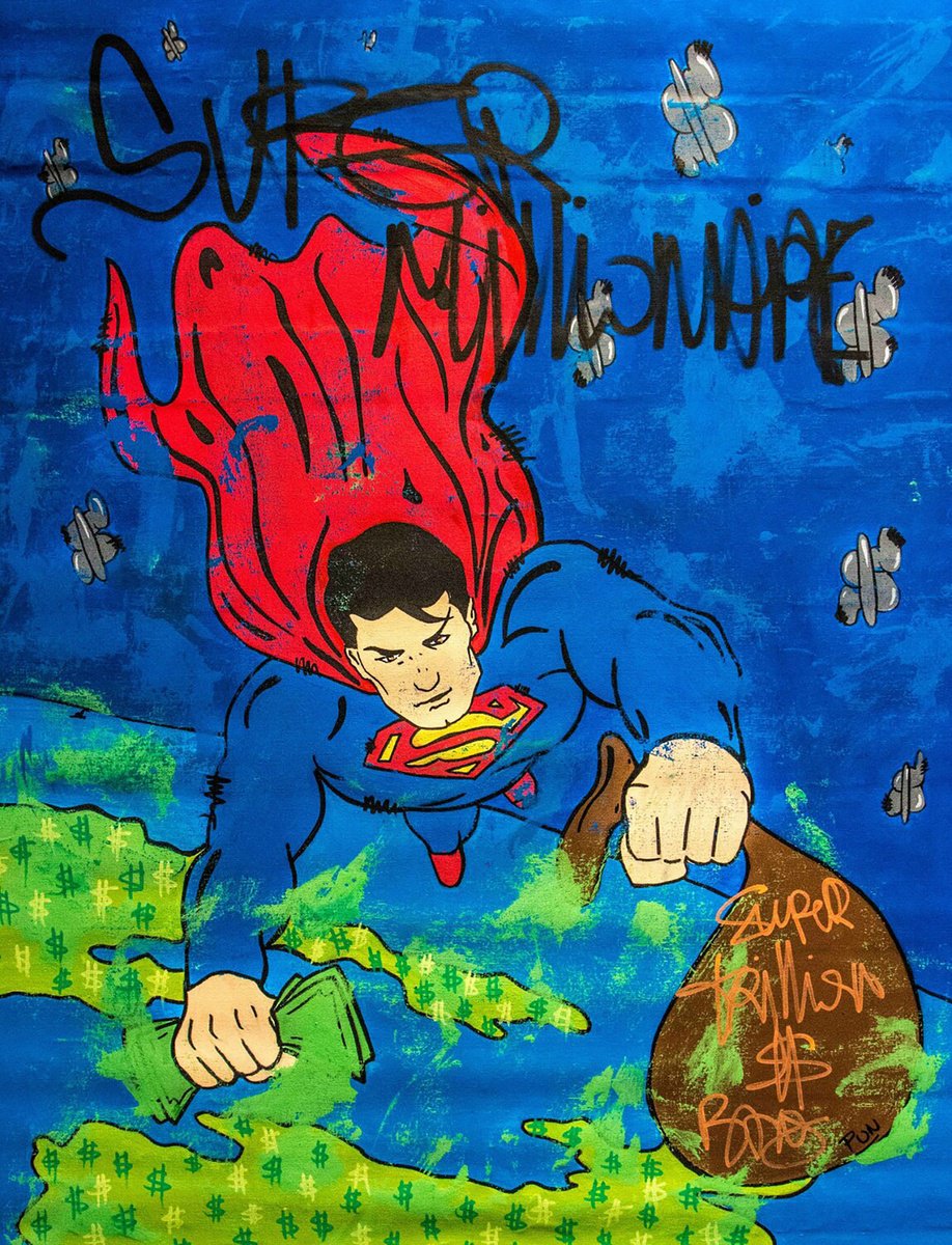 Urban And Pop Acrylic Painting , Super Millionaire Man By Carlos Pun Art, 28 X 35, Artwork For Sale On Artfinder