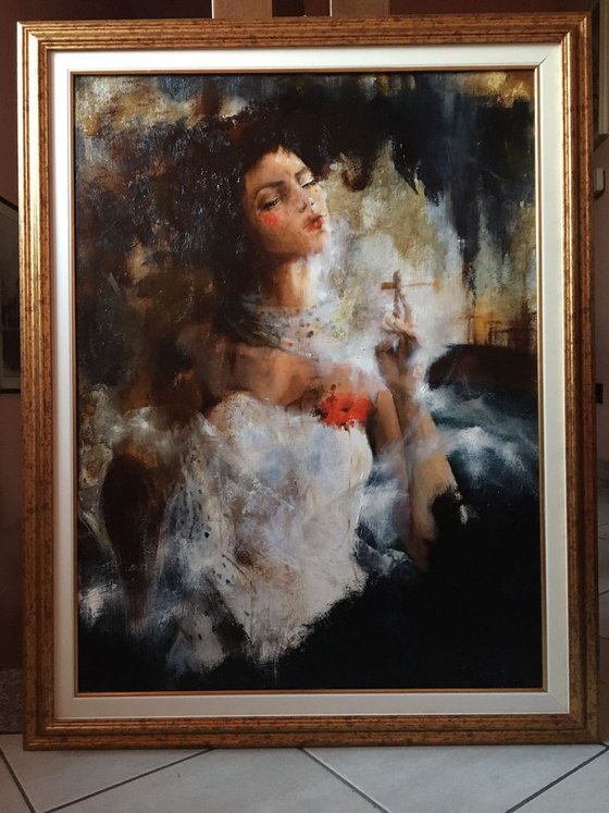 Rest - woman portrait, oil on canvas 60x80