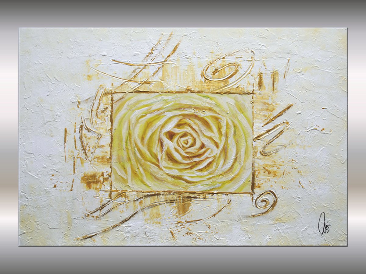 White Rose acrylic abstract painting flowers blossoms nature painting canvas wall art by Edelgard Schroer