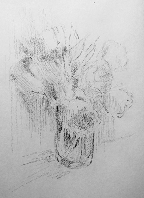 Tulipes #3. Original pencil drawing.