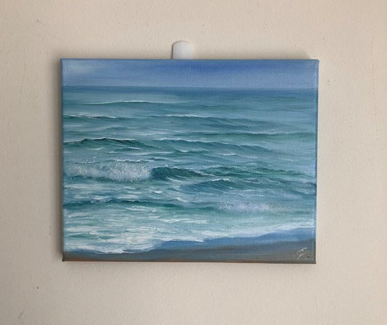 Windy Day, plein air ocean oil painting by Eva Volf