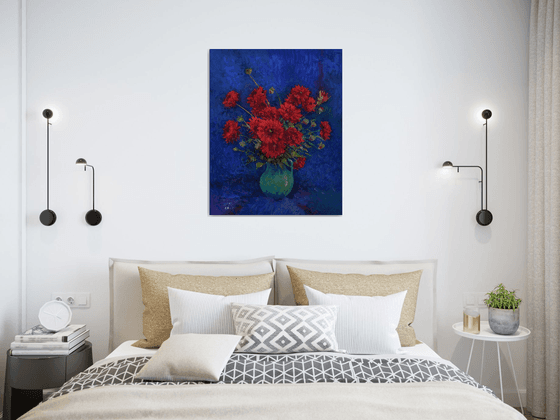 Red Georginas in a Vase