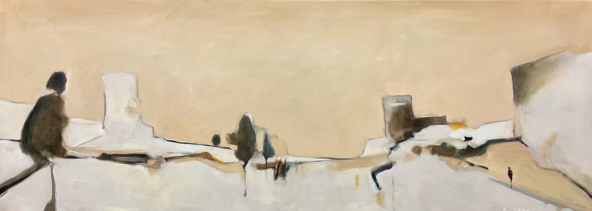 Expressive Abstract Oil Painting By Romuald Mulk Musiolik, 59 X 22", Voyovodina, Original Artwork