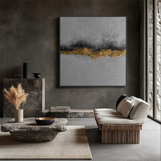 Abstract Gold and Gray Minimalism