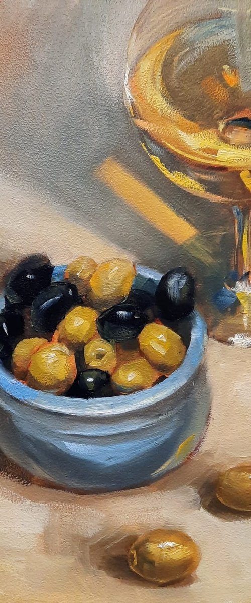 Olives and wine by Irina Sergeyeva