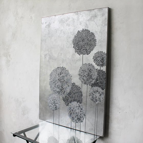 "Gray Flower Balls" Hydrangea silver gray art