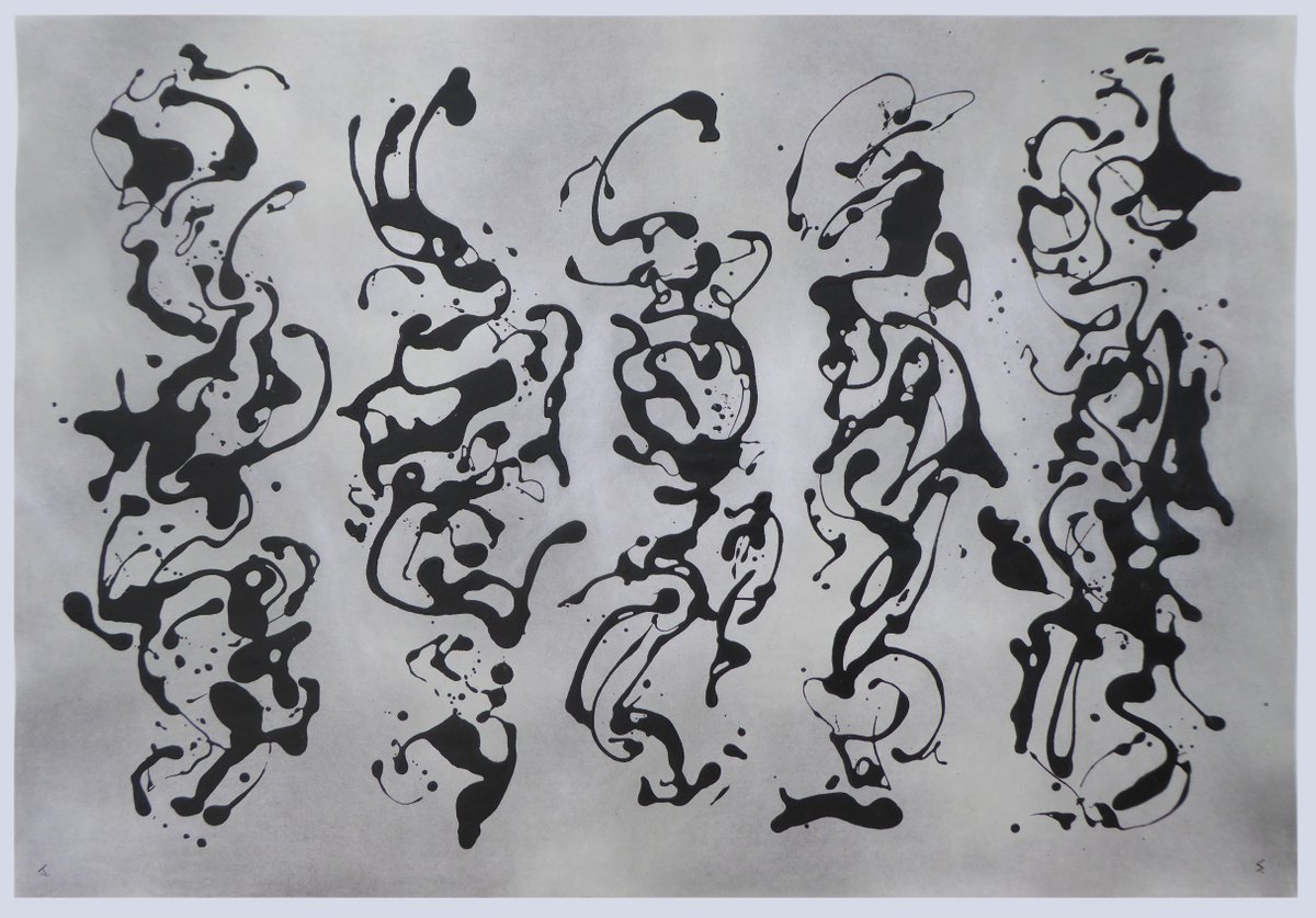 Organic Abstract Painting By John Sharp, 39 X 28, 5 Totems 9, Original Artwork