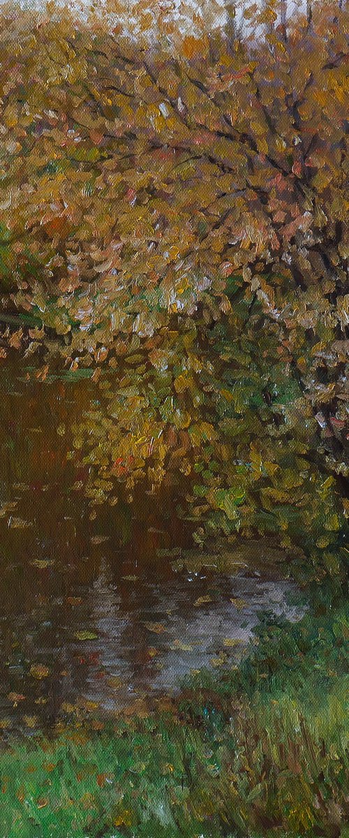 Silence Of Autumn - river autumn landscape painting by Nikolay Dmitriev