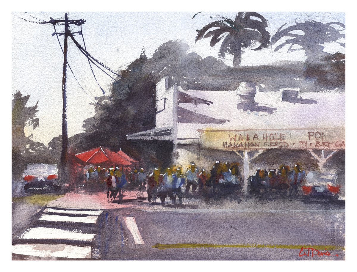 Impressionistic Cityscapes Watercolour By Cj Davis, 15 X 11, Waia Hole, Original Artwork