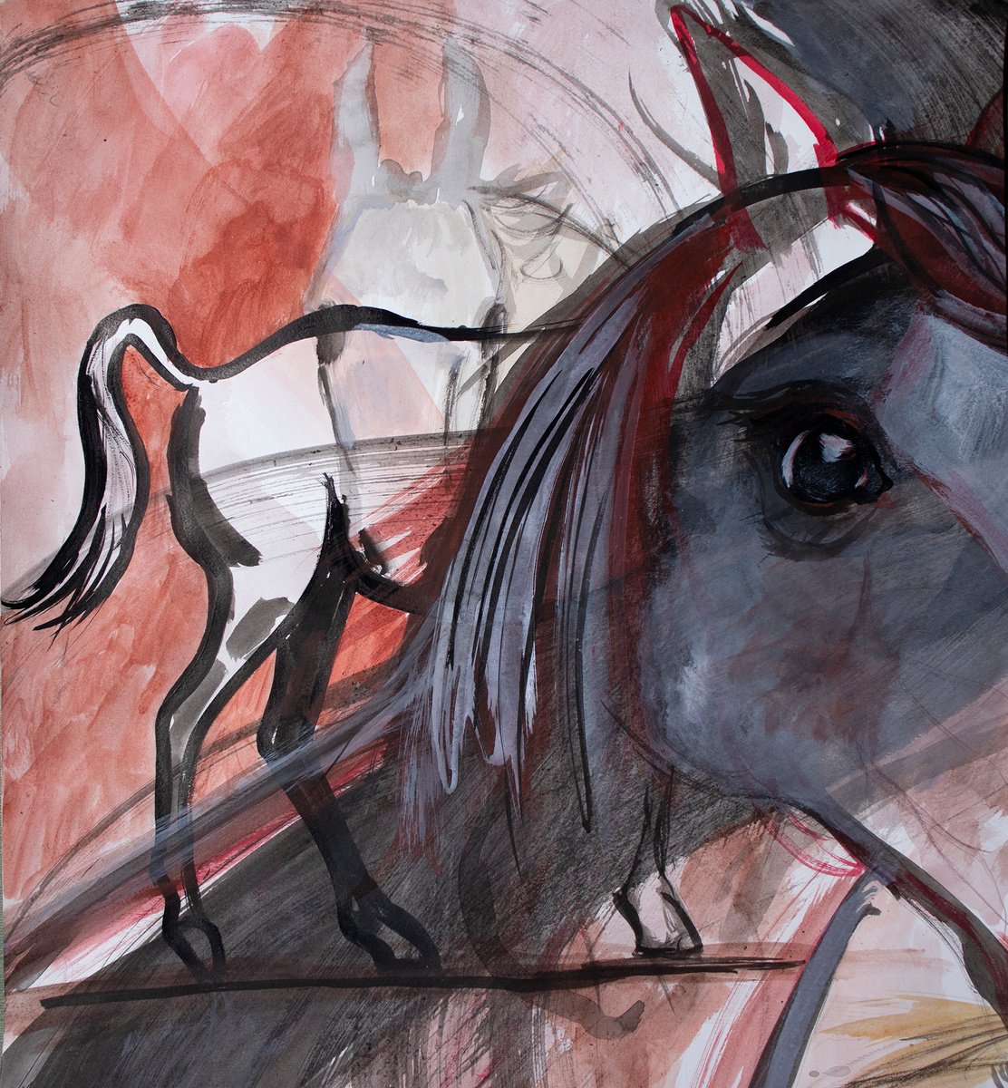 horses abstraction sketch by Ren Goorman