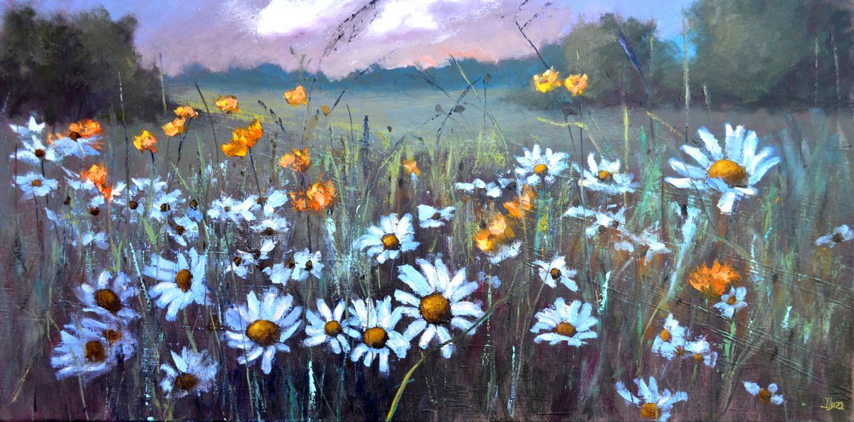 The Morning Whisper: Chamomile Symphony By Lumina Studio, 39 X 20, Artwork For Sale On Artfinder