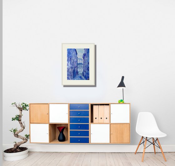 Blue dusk in the Spanish town