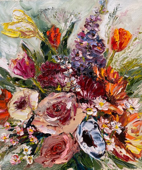Floral dance original painting on canvas by Oksana Petrova