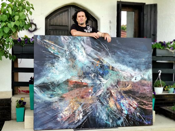 Gigantic XXL painting large scale painting fantastic flight by master Kloska