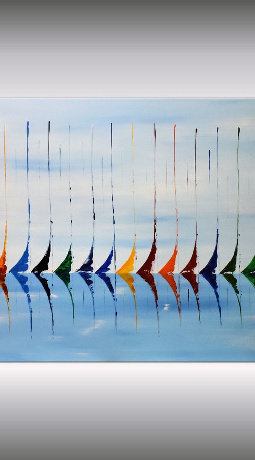 Regatta ll - XXL  Abstract- Colourfull Sailboat Painting- Large Acrylic Art Canvas Wall Art Ready to hang by Edelgard Schroer