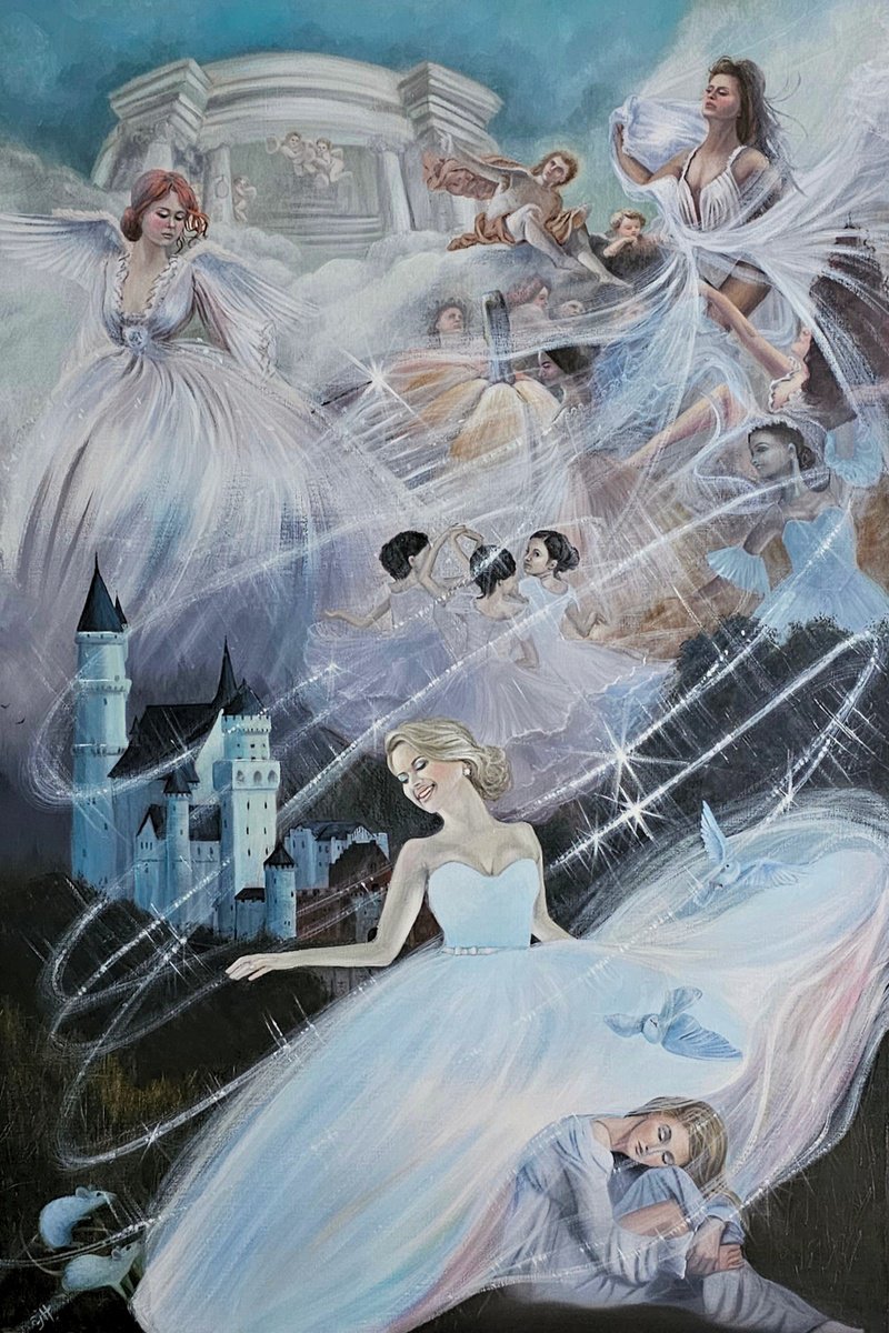 Photorealistic Portrait Oil Painting By Ellisa Hague, 24 X 36, Cinderella, The Wish, Original Artwork